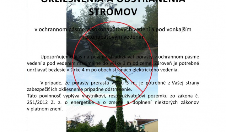 Aktuality / Výzva na vykonanie výrubu/okliesnenia stromov a iných porastov   - foto