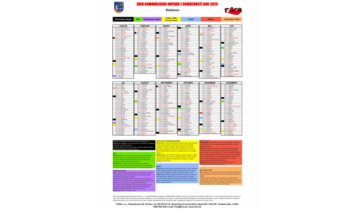 Harmonogram zberu komunálneho odpadu  na rok 2025